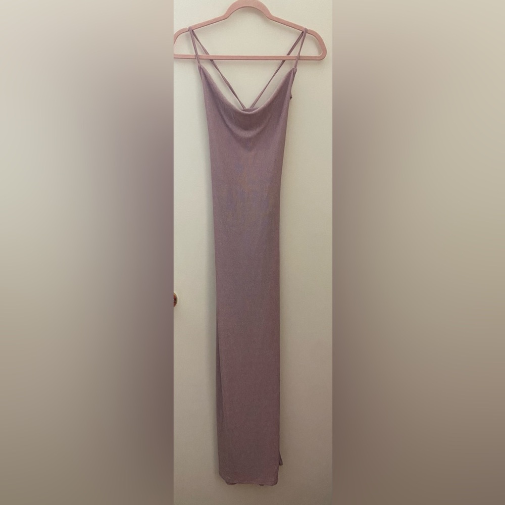 Sexy, Sparkly Purple Maxi Dress With Both High Slits.